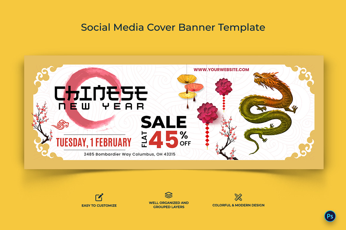 Chinese New Year Facebook Cover Banner Design Template-10