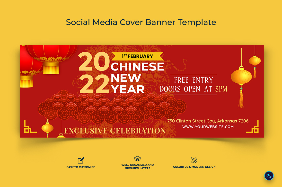 Chinese New Year Facebook Cover Banner Design Template-11