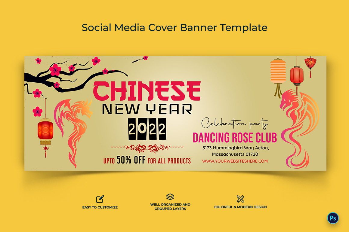 Chinese New Year Facebook Cover Banner Design Template-12