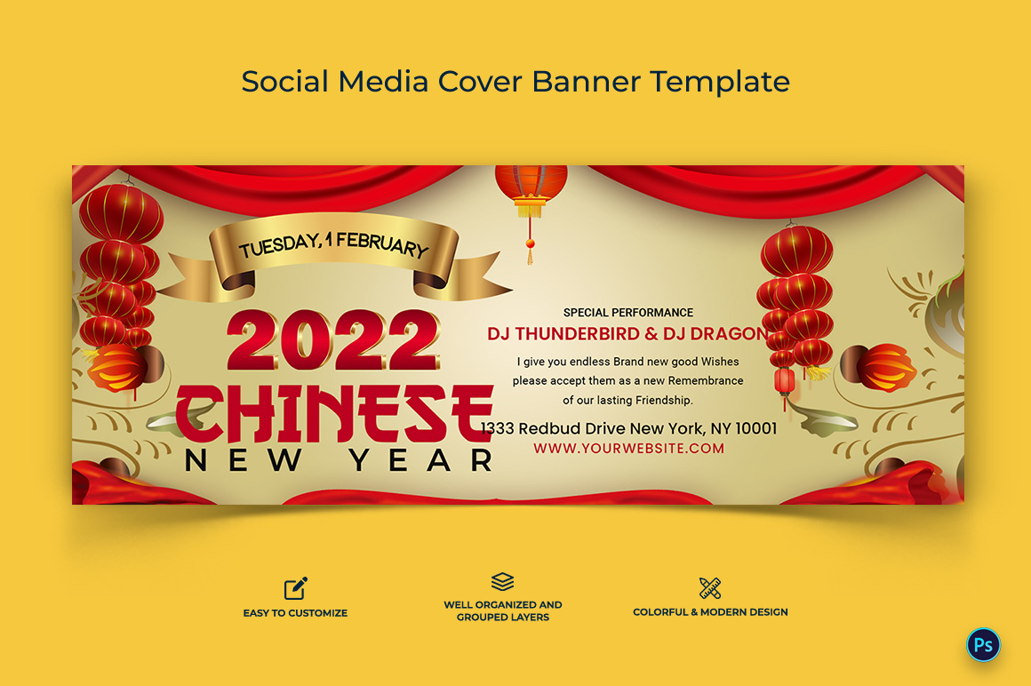 Chinese New Year Facebook Cover Banner Design Template-16