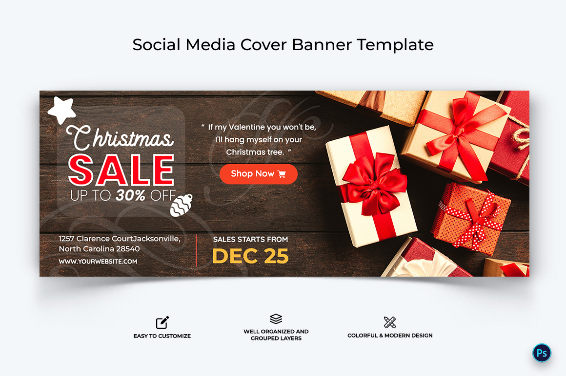 Christmas Sale Offer Facebook Cover Banner Design Template-01