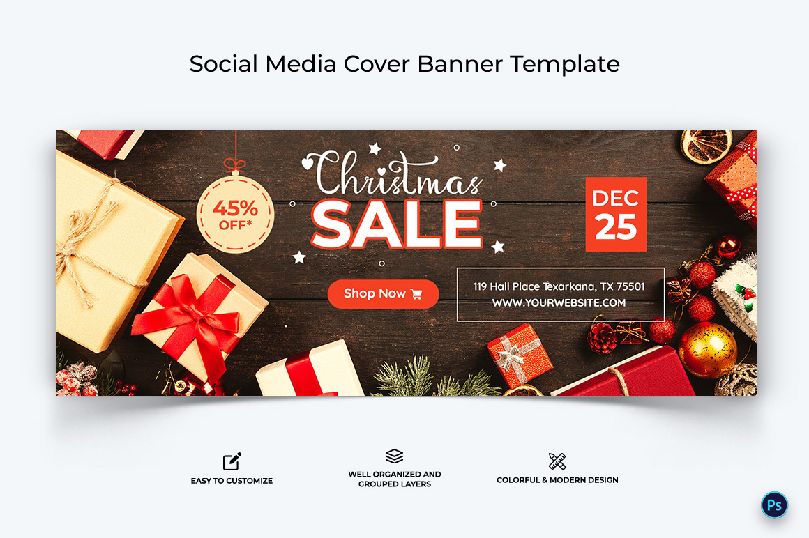 Christmas Sale Offer Facebook Cover Banner Design Template-02