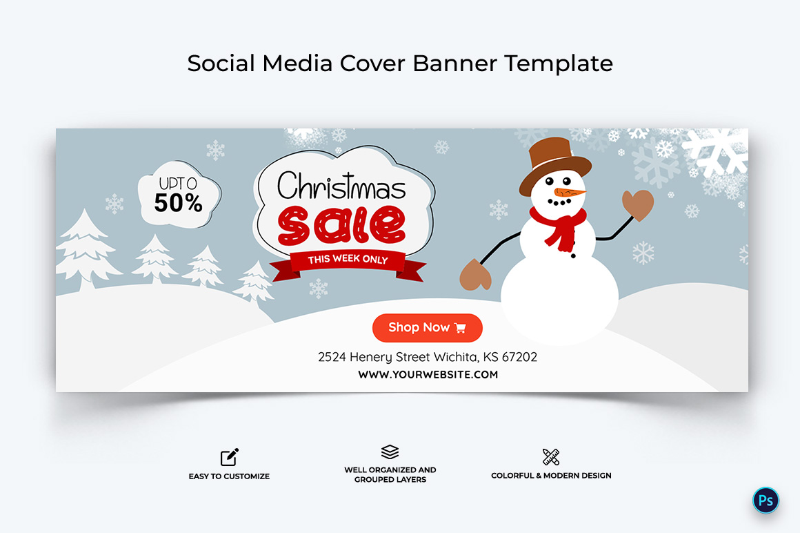 Christmas Sale Offer Facebook Cover Banner Design Template-06