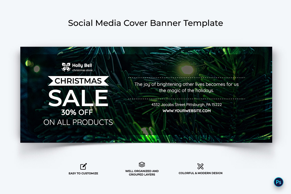 Christmas Sale Offer Facebook Cover Banner Design Template-08