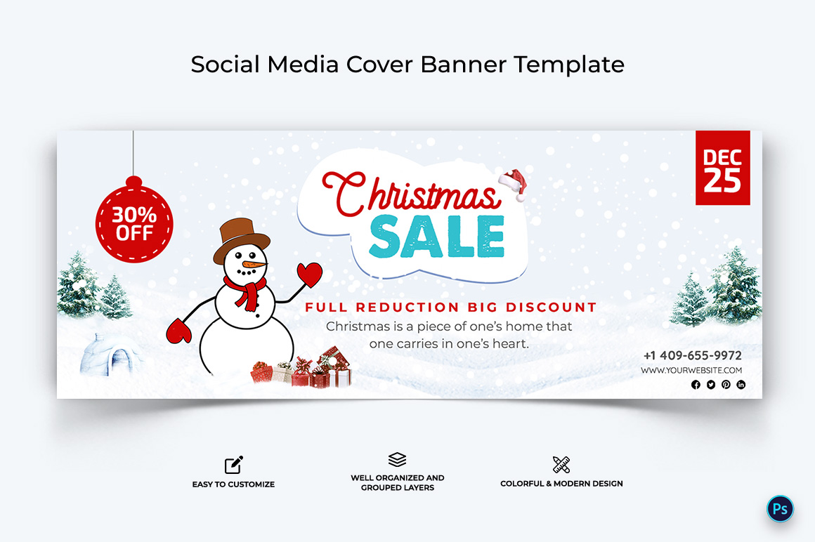 Christmas Sale Offer Facebook Cover Banner Design Template-09