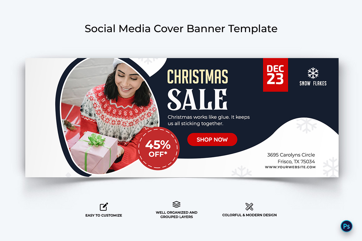 Christmas Sale Offer Facebook Cover Banner Design Template-10