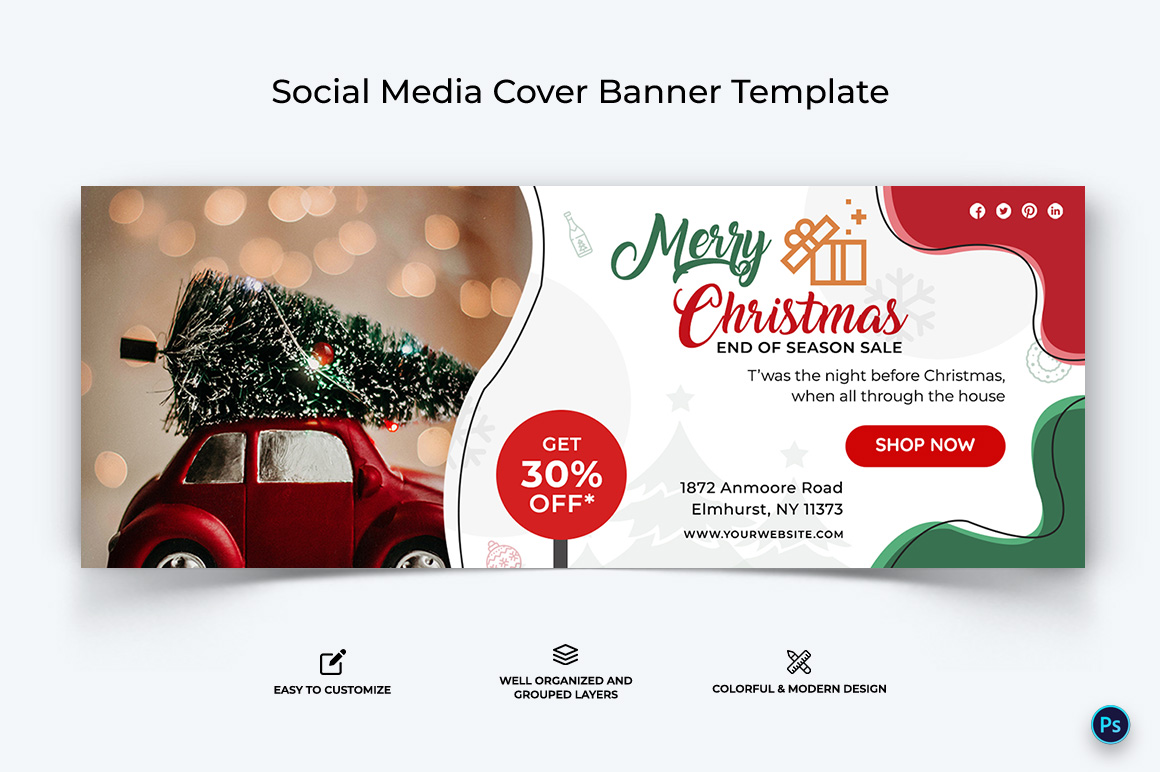 Christmas Sale Offer Facebook Cover Banner Design Template-11