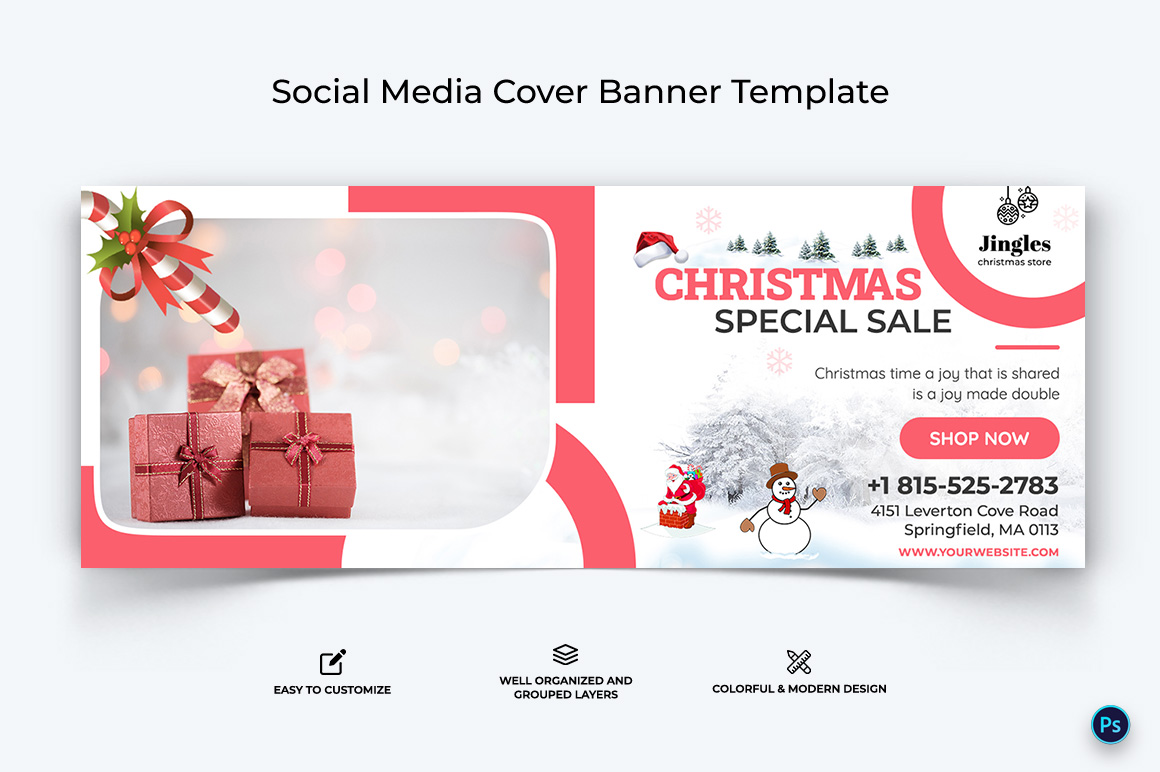 Christmas Sale Offer Facebook Cover Banner Design Template-12