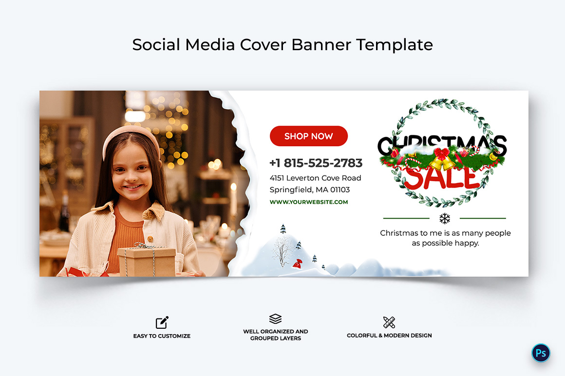 Christmas Sale Offer Facebook Cover Banner Design Template-13