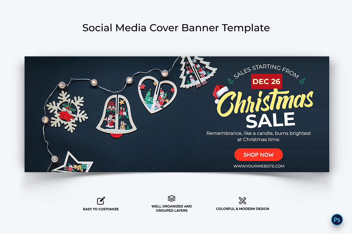 Christmas Sale Offer Facebook Cover Banner Design Template-15