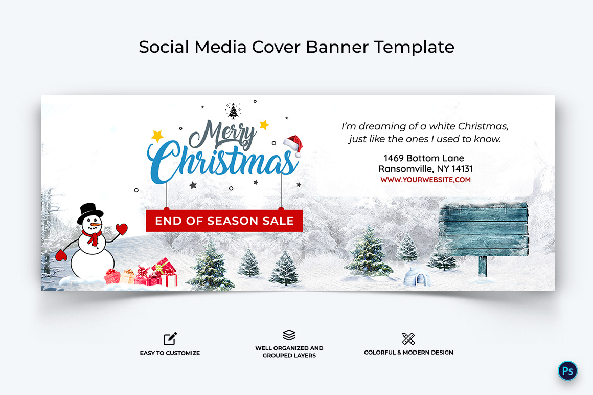 Christmas Sale Offer Facebook Cover Banner Design Template-16