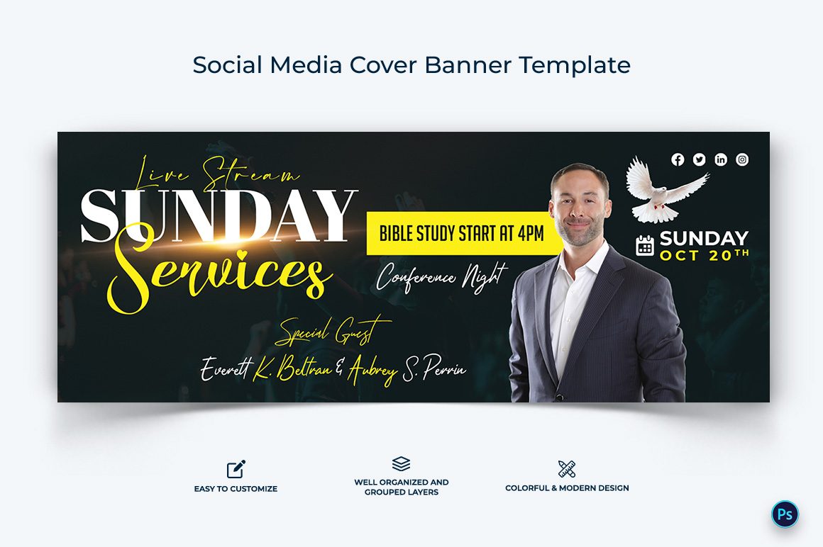 Church Facebook Cover Banner Design Template-04