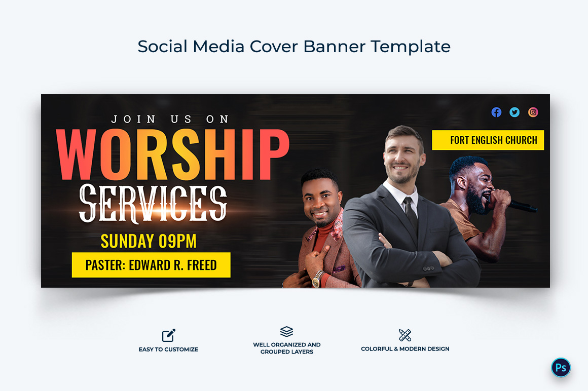 Church Facebook Cover Banner Design Template-14