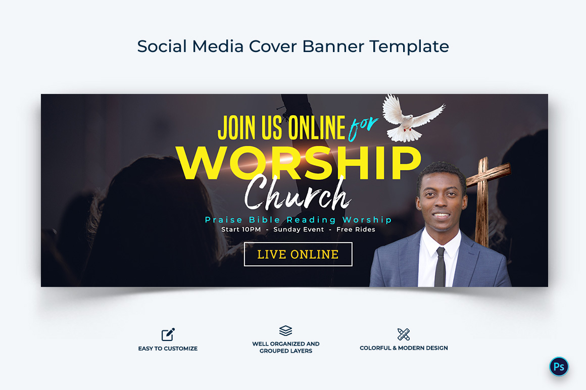 Church Facebook Cover Banner Design Template-17