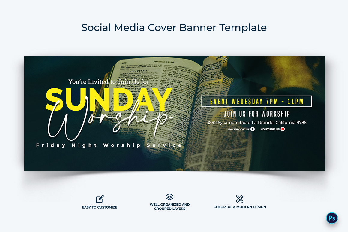 Church Facebook Cover Banner Design Template-23