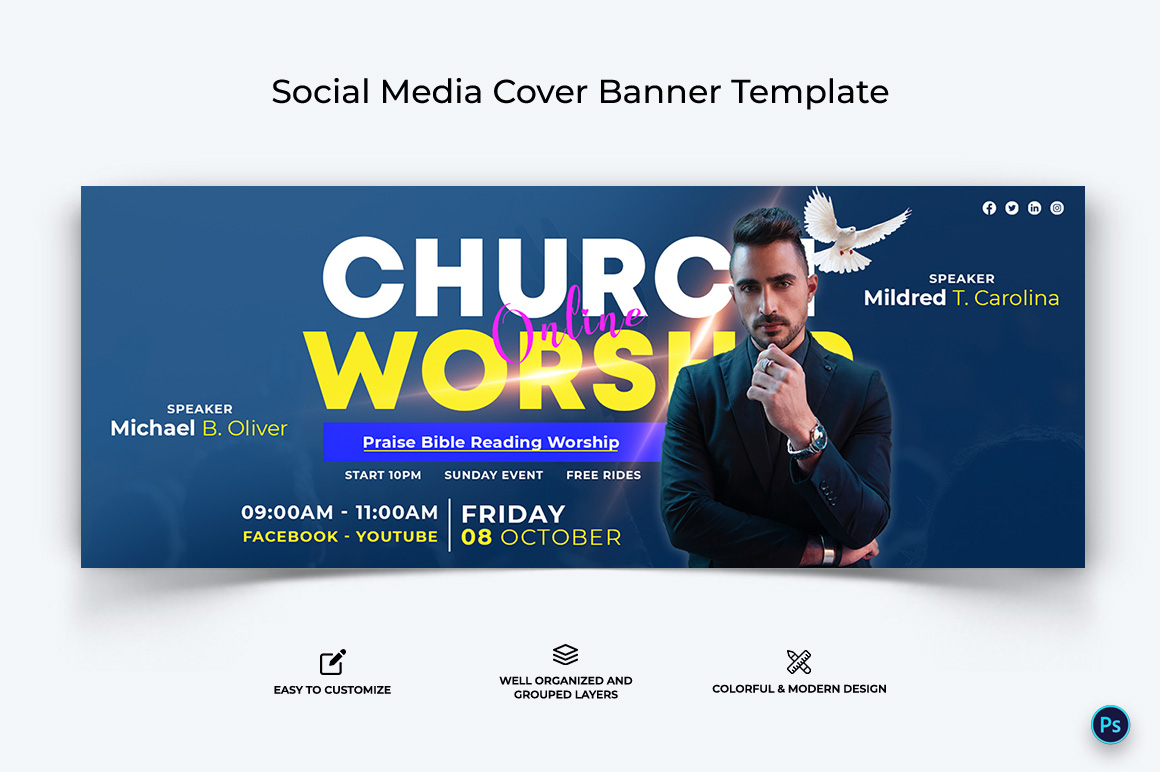 Church Facebook Cover Banner Design Template-27