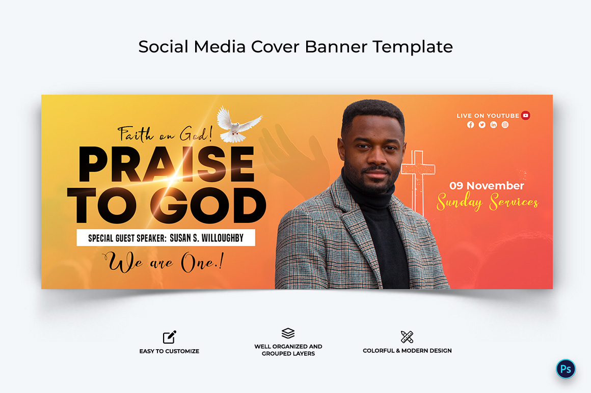 Church Facebook Cover Banner Design Template-30