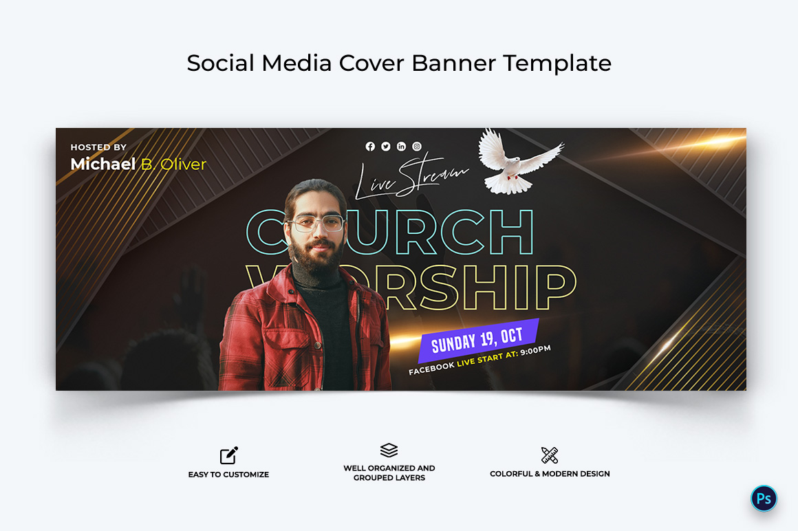 Church Facebook Cover Banner Design Template-32