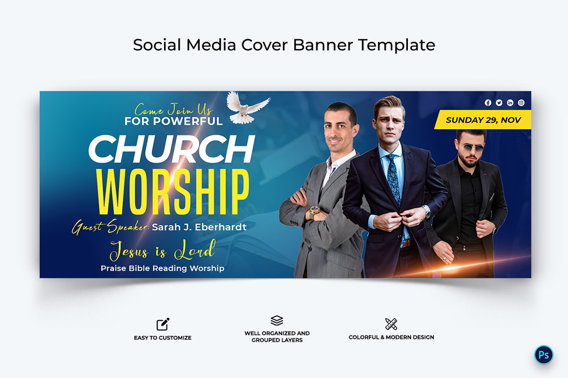 Church Facebook Cover Banner Design Template-34