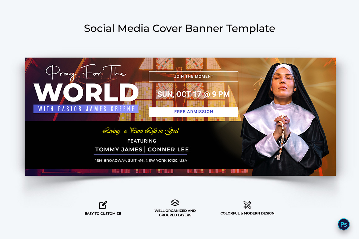 Church Facebook Cover Banner Design Template-47