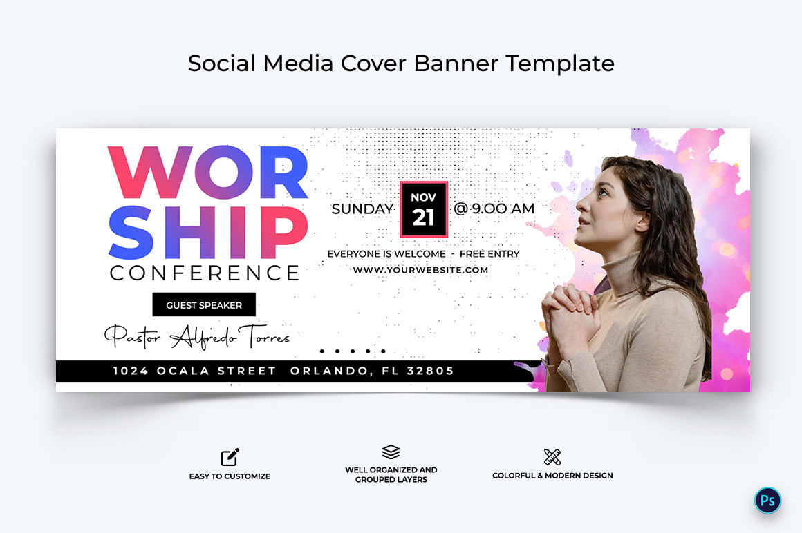 Church Facebook Cover Banner Design Template-50