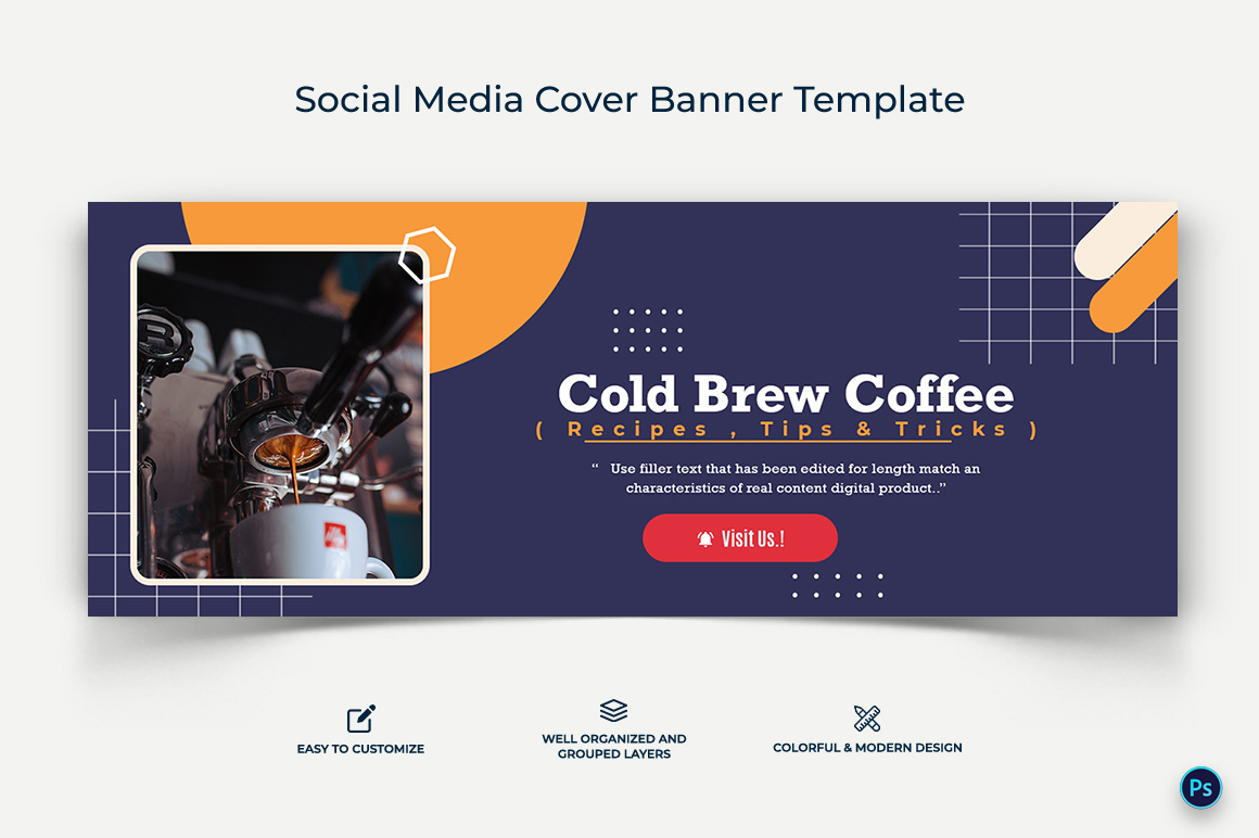 Coffee Making Facebook Cover Banner Design Template-03