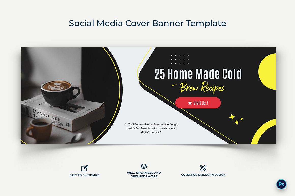 Coffee Making Facebook Cover Banner Design Template-04