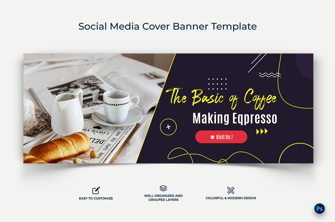 Coffee Making Facebook Cover Banner Design Template-06