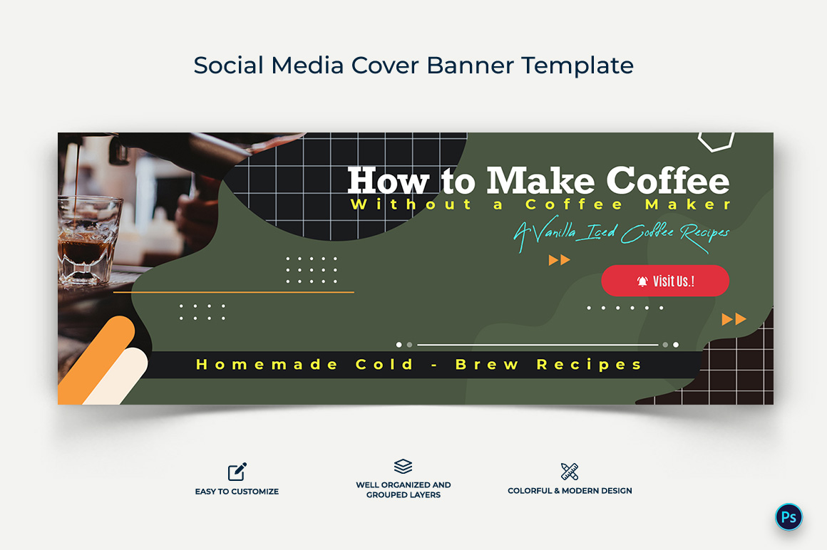 Coffee Making Facebook Cover Banner Design Template-09