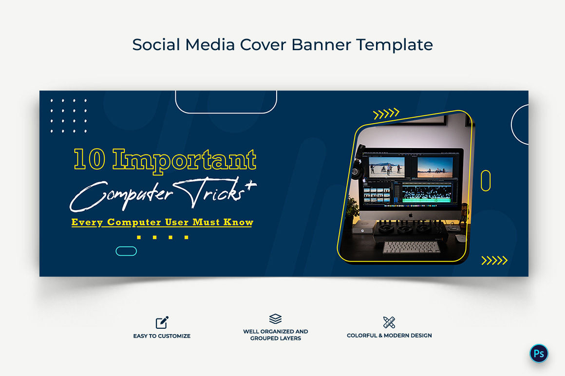 Computer Tricks and Hacking Facebook Cover Banner Design Template-01