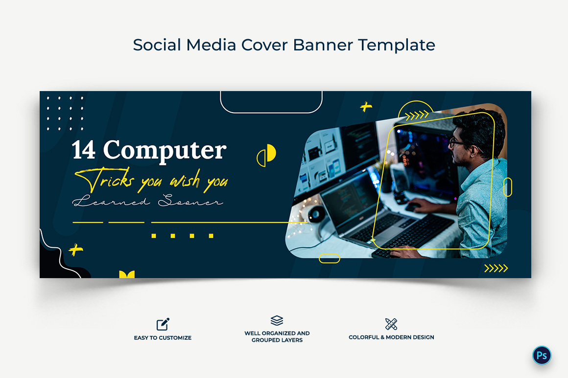 Computer Tricks and Hacking Facebook Cover Banner Design Template-02