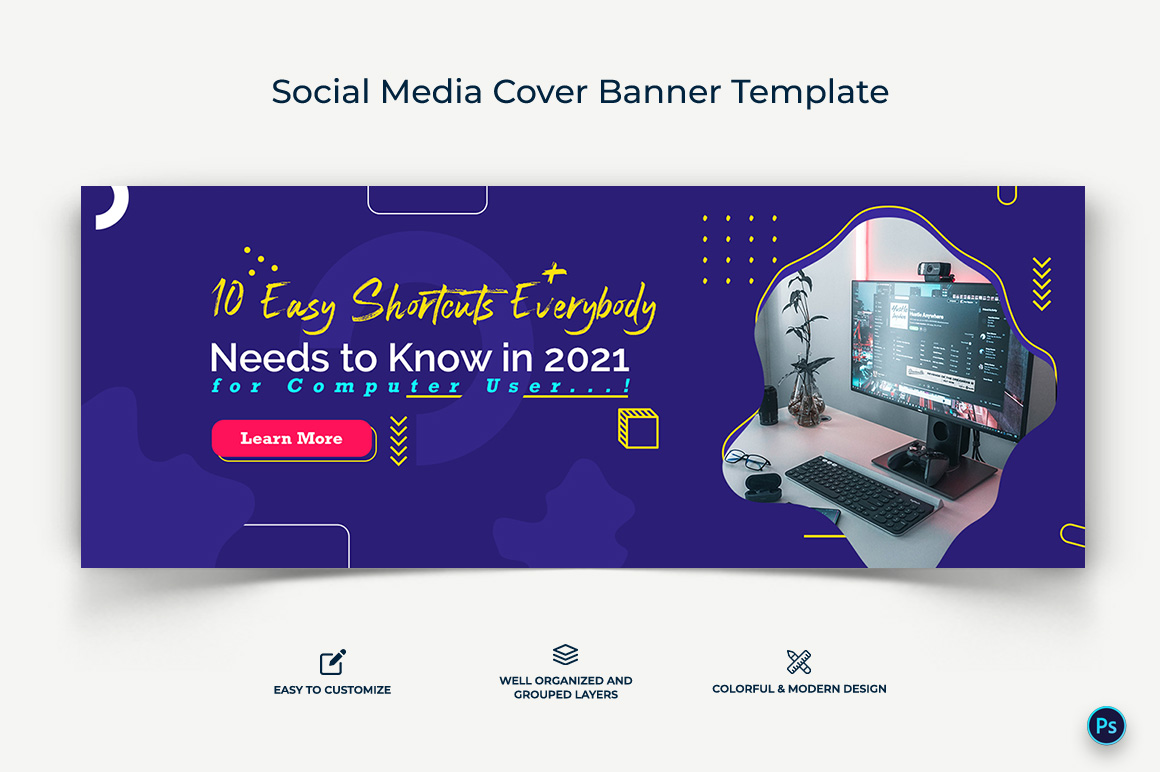 Computer Tricks and Hacking Facebook Cover Banner Design Template-05