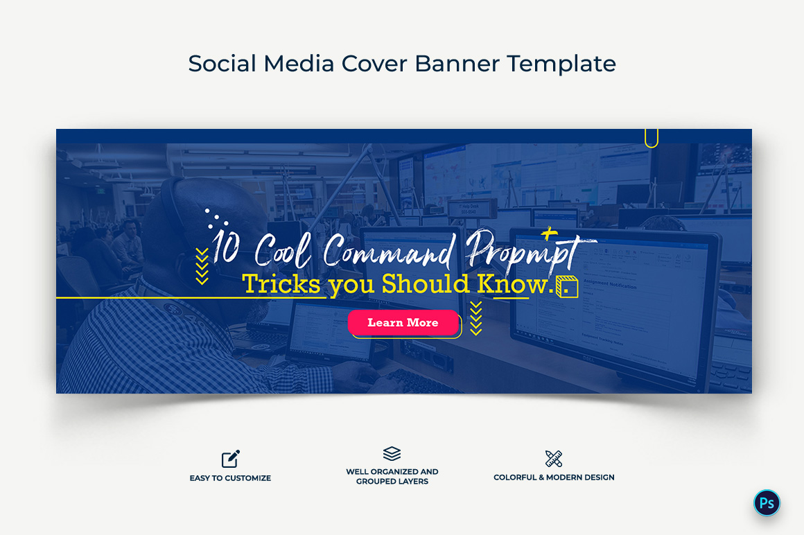 Computer Tricks and Hacking Facebook Cover Banner Design Template-06