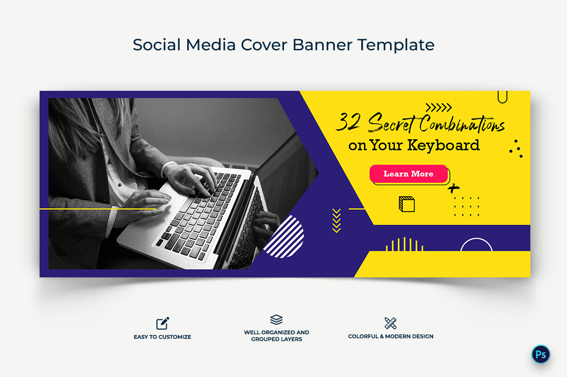 Computer Tricks and Hacking Facebook Cover Banner Design Template-07