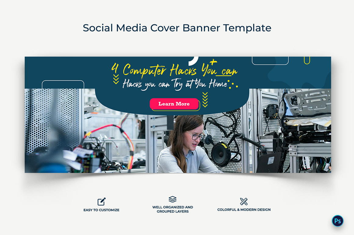 Computer Tricks and Hacking Facebook Cover Banner Design Template-09