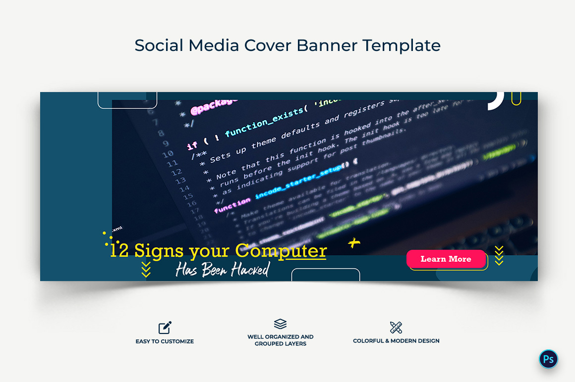 Computer Tricks and Hacking Facebook Cover Banner Design Template-10