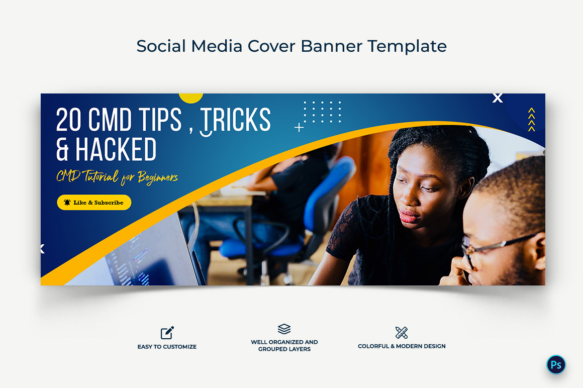 Computer Tricks and Hacking Facebook Cover Banner Design Template-11