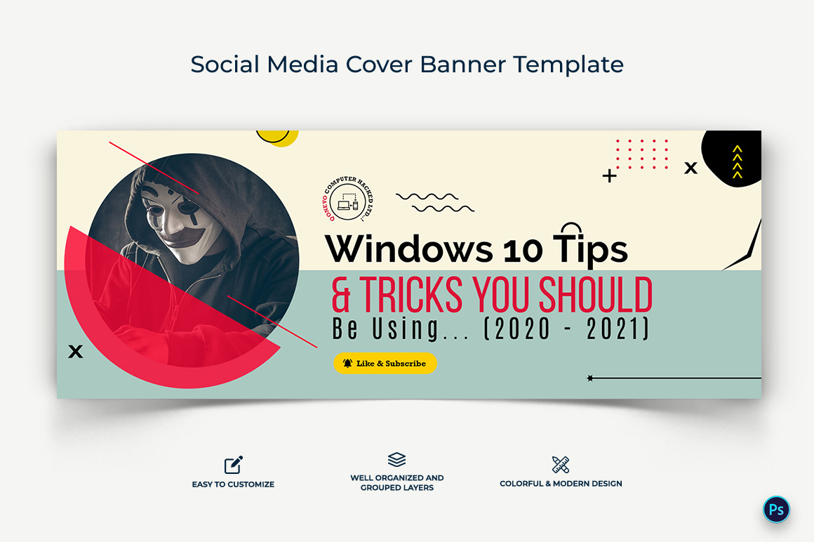 Computer Tricks and Hacking Facebook Cover Banner Design Template-12