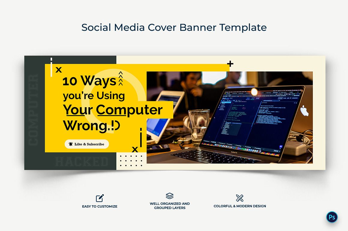 Computer Tricks and Hacking Facebook Cover Banner Design Template-13