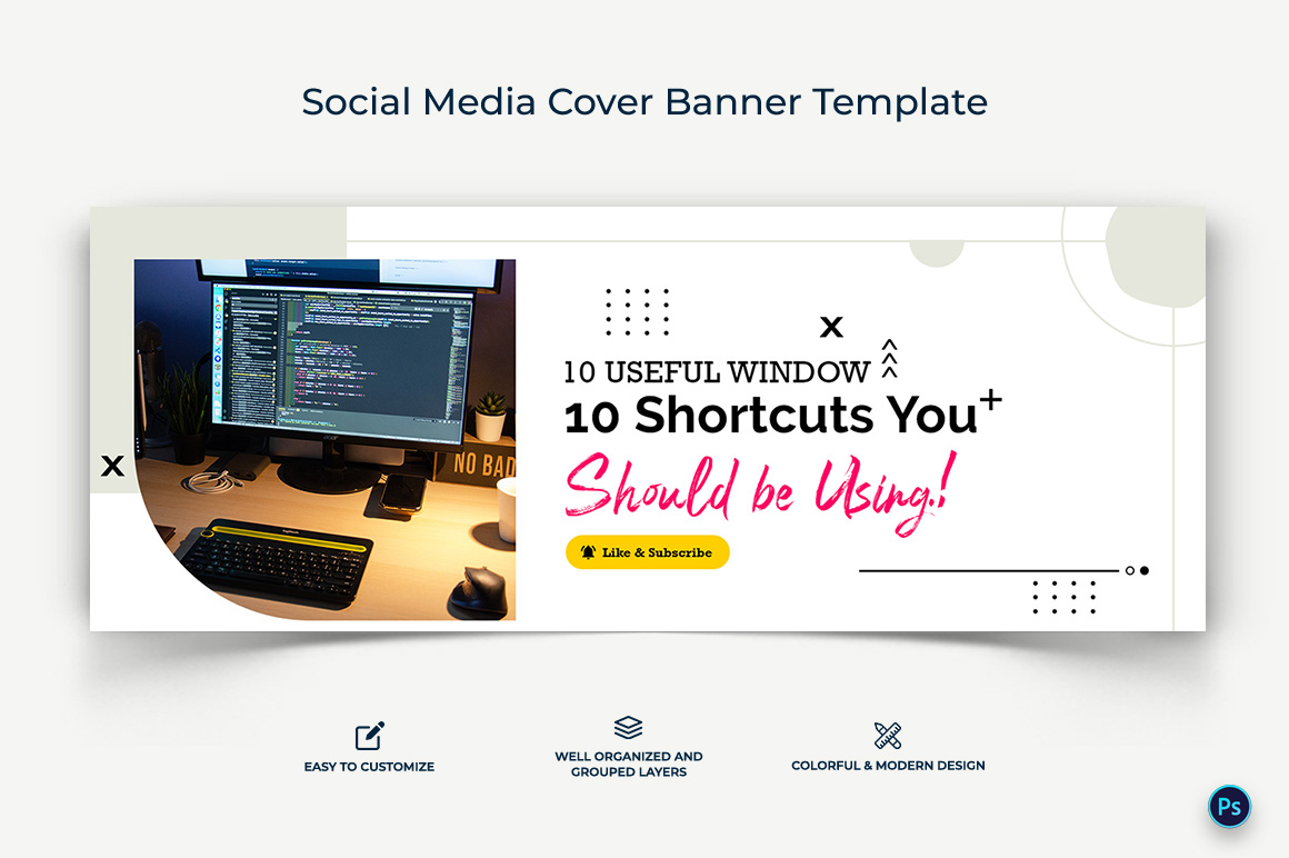 Computer Tricks and Hacking Facebook Cover Banner Design Template-14