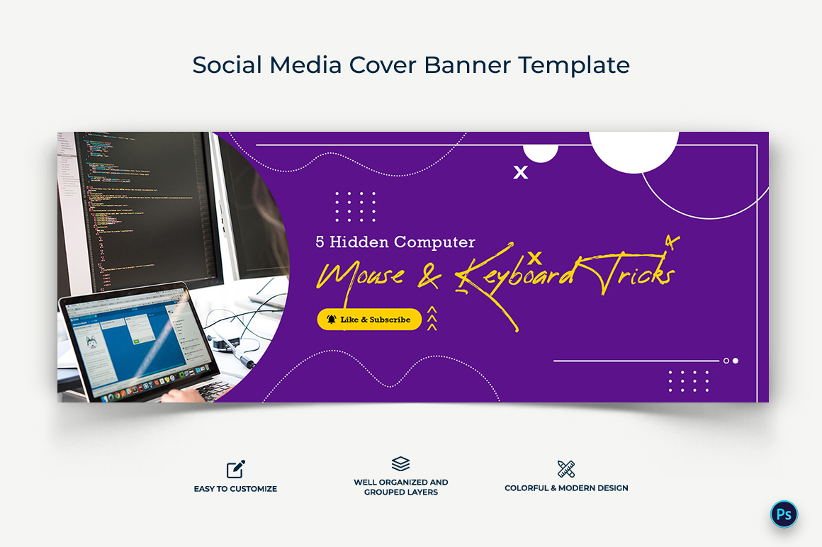 Computer Tricks and Hacking Facebook Cover Banner Design Template-15