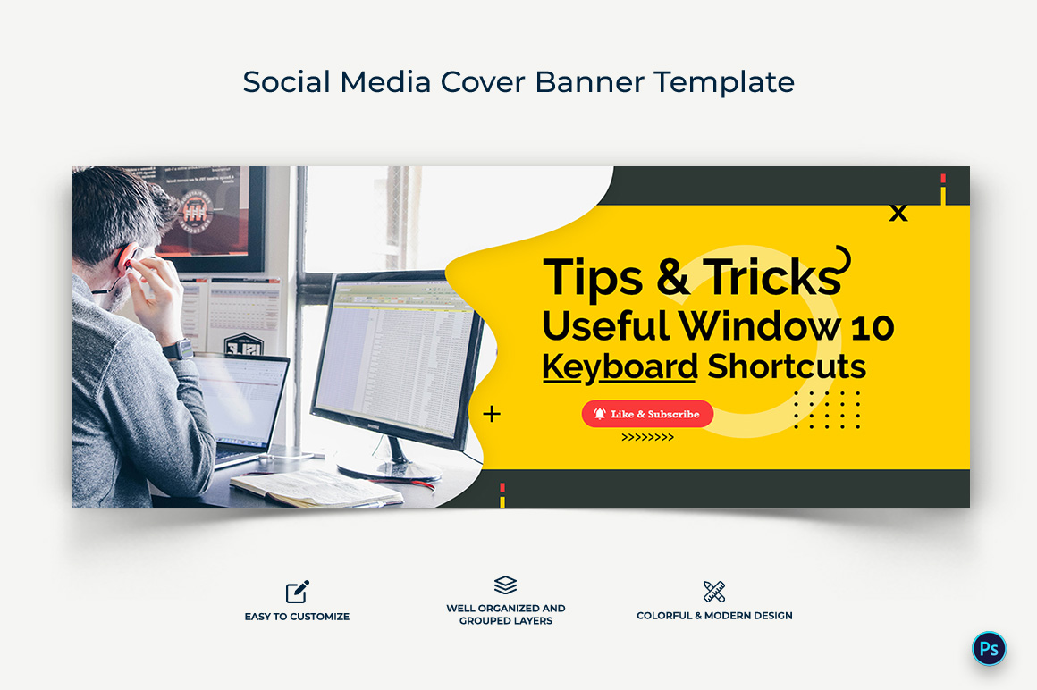 Computer Tricks and Hacking Facebook Cover Banner Design Template-18