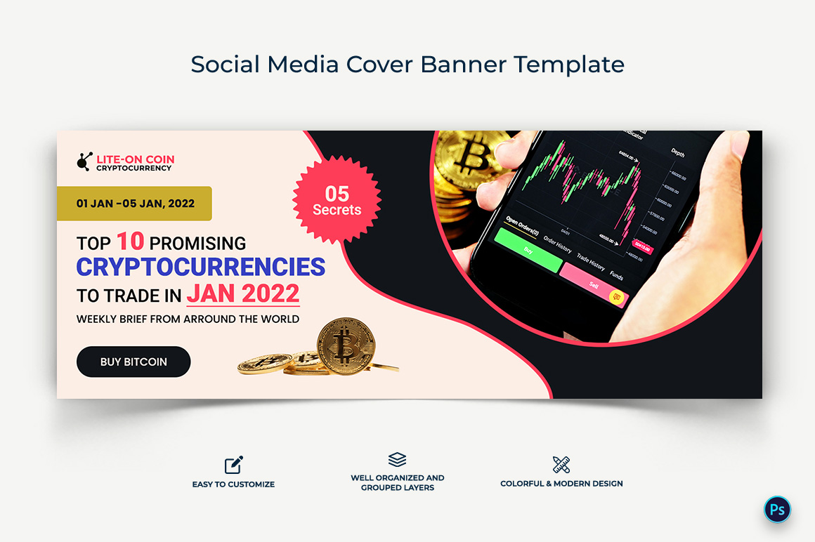 CryptoCurrency Facebook Cover Banner Design Template-01