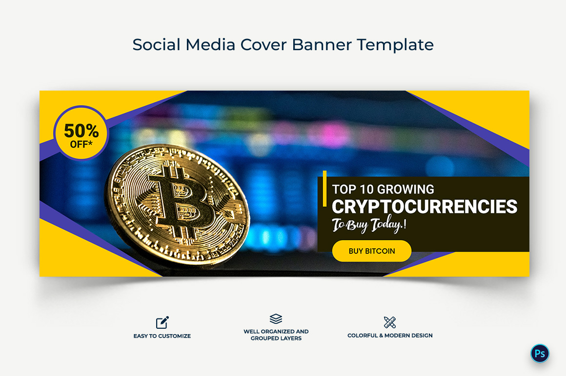 CryptoCurrency Facebook Cover Banner Design Template-08