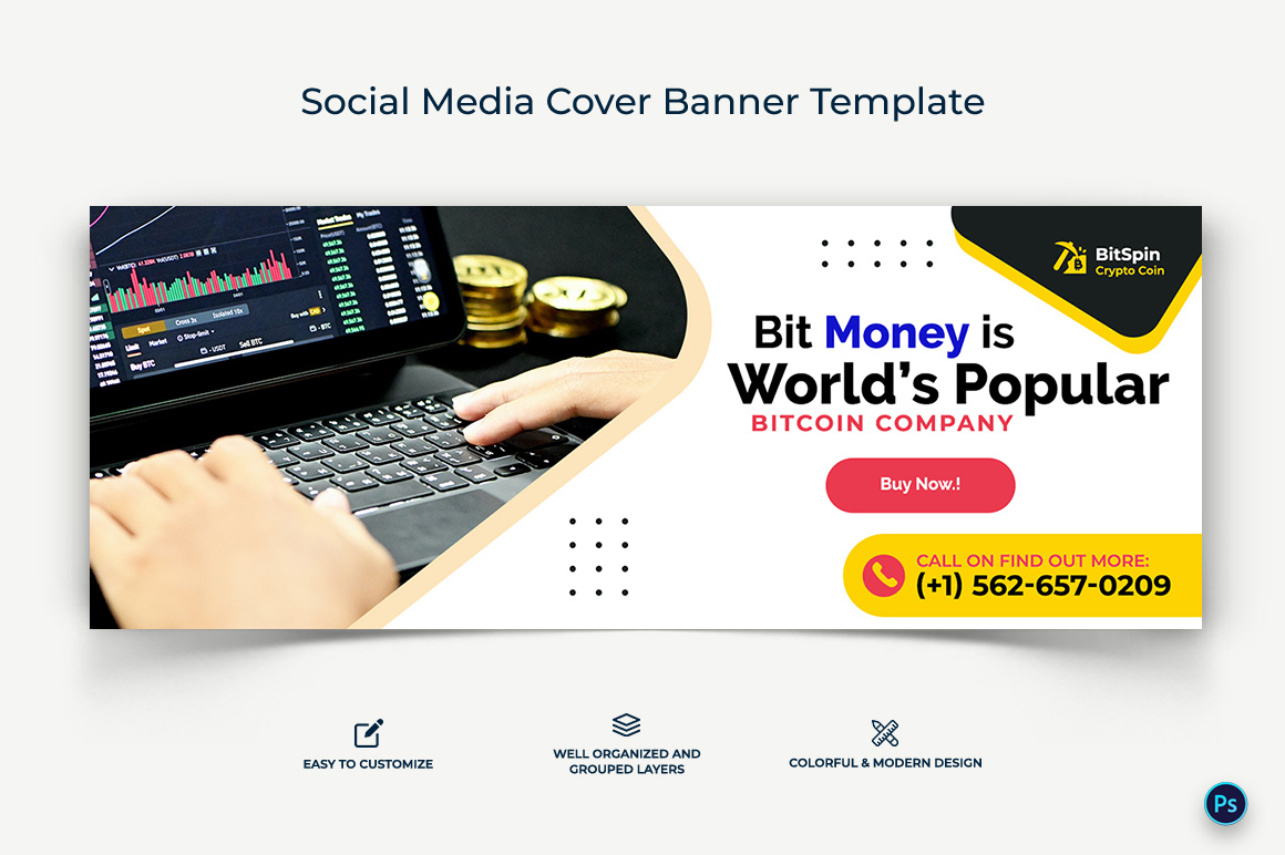 Crypto Currency Facebook Cover Banner Template-14