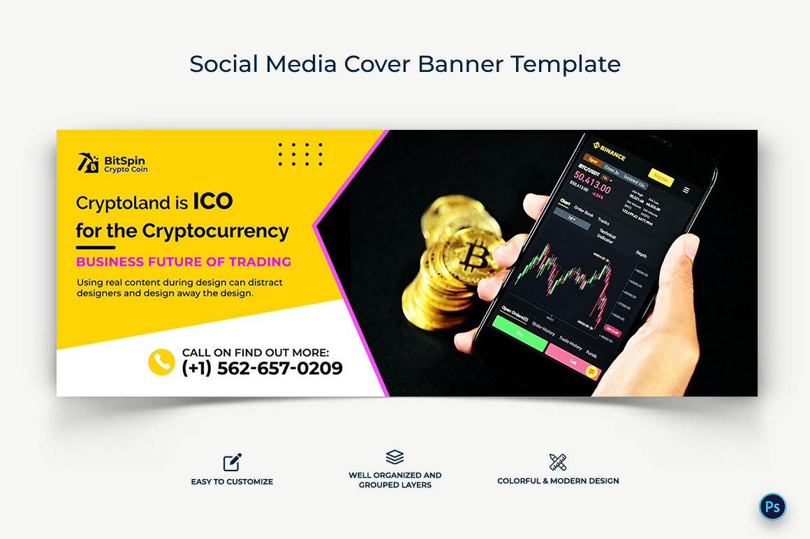 Crypto Currency Facebook Cover Banner Template-17