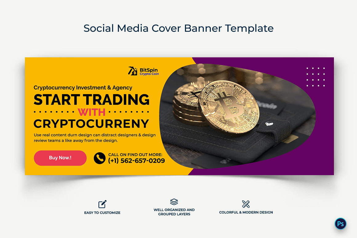 Crypto Currency Facebook Cover Banner Template-19