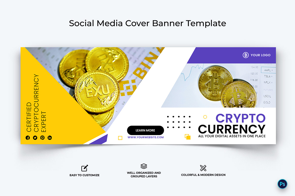 Crypto Currency Facebook Cover Banner Template-22