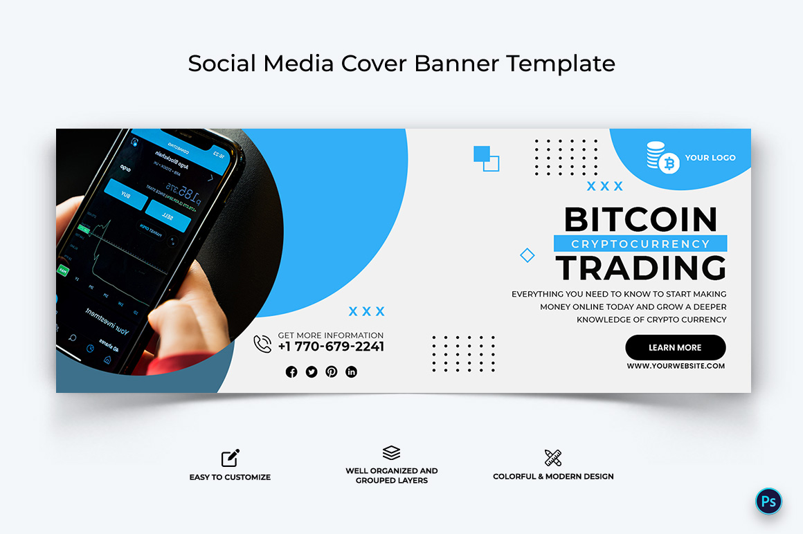 Crypto Currency Facebook Cover Banner Template-23