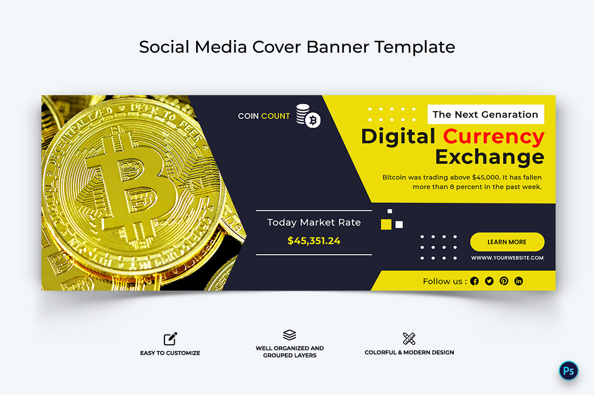 Crypto Currency Facebook Cover Banner Template-27